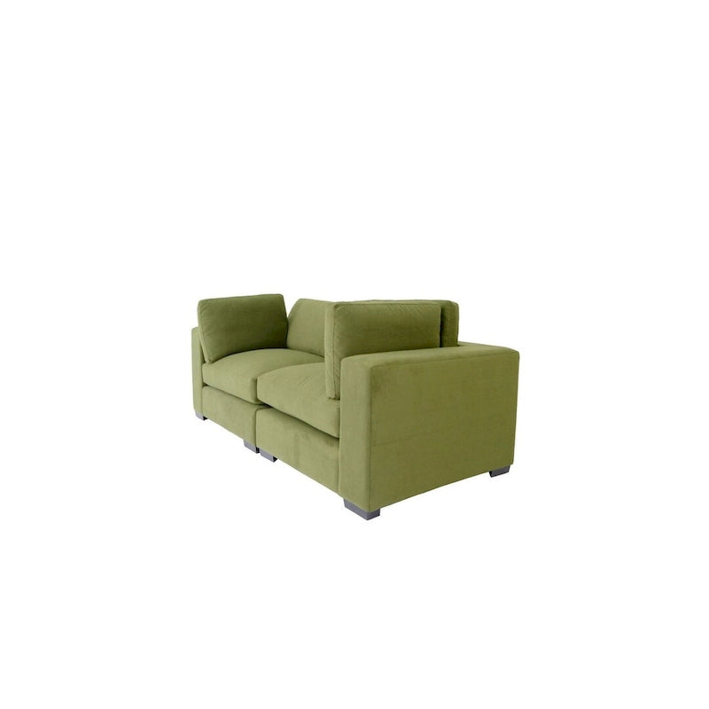 Modernes Zweisitzer-Sofa, Polyestergewebe, Massivholzrahmen, gepolstert