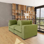 Modernes Zweisitzer-Sofa, Polyestergewebe, Massivholzrahmen, gepolstert