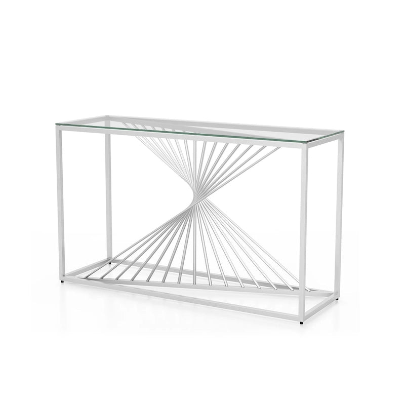 Limback Contemporary 47-Zoll-Sofa-Tisch mit Glasplatte und geometrischem Design von