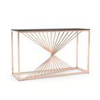 Limback Contemporary 47-Zoll-Sofa-Tisch mit Glasplatte und geometrischem Design von