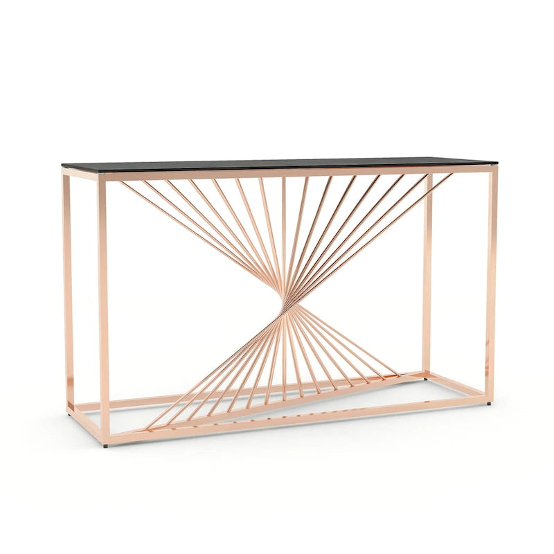 Limback Contemporary 47-Zoll-Sofa-Tisch mit Glasplatte und geometrischem Design von