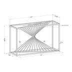 Limback Contemporary 47-Zoll-Sofa-Tisch mit Glasplatte und geometrischem Design von