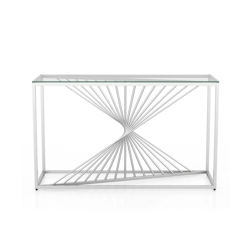 Limback Contemporary 47-Zoll-Sofa-Tisch mit Glasplatte und geometrischem Design von