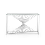 Limback Contemporary 47-Zoll-Sofa-Tisch mit Glasplatte und geometrischem Design von
