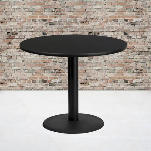 36   Round Laminate Table Top with 24   Round Table Height Base - 36  W x 36  D x 31.125  H - 36  W x 36  D x 31.125  H