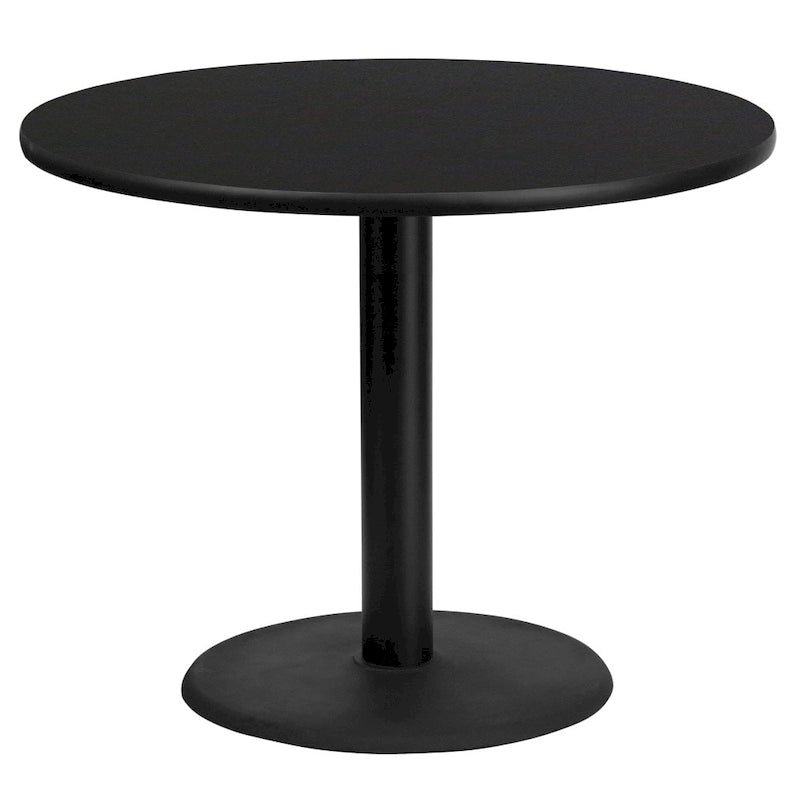 36" runde Laminat-Tischplatte mit 24" rundem Tischgestell in Tischhöhe – 91,4 cm B x 91,4 cm T x 79,1 cm H – 91,4 cm B x 91,4 cm T x 79,1 cm H