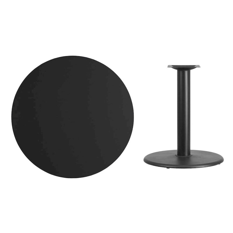 36" runde Laminat-Tischplatte mit 24" rundem Tischgestell in Tischhöhe – 91,4 cm B x 91,4 cm T x 79,1 cm H – 91,4 cm B x 91,4 cm T x 79,1 cm H