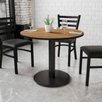 36" runde Laminat-Tischplatte mit 24" rundem Tischgestell in Tischhöhe – 91,4 cm B x 91,4 cm T x 79,1 cm H – 91,4 cm B x 91,4 cm T x 79,1 cm H