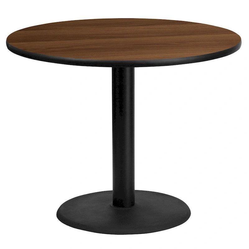 36" runde Laminat-Tischplatte mit 24" rundem Tischgestell in Tischhöhe – 91,4 cm B x 91,4 cm T x 79,1 cm H – 91,4 cm B x 91,4 cm T x 79,1 cm H