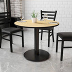 36" runde Laminat-Tischplatte mit 24" rundem Tischgestell in Tischhöhe – 91,4 cm B x 91,4 cm T x 79,1 cm H – 91,4 cm B x 91,4 cm T x 79,1 cm H