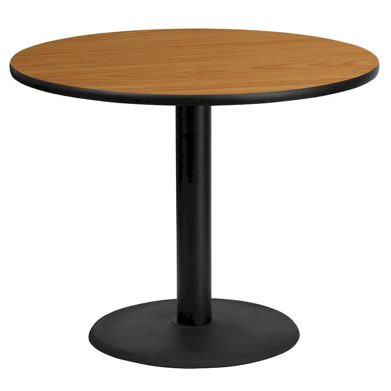 36" runde Laminat-Tischplatte mit 24" rundem Tischgestell in Tischhöhe – 91,4 cm B x 91,4 cm T x 79,1 cm H – 91,4 cm B x 91,4 cm T x 79,1 cm H