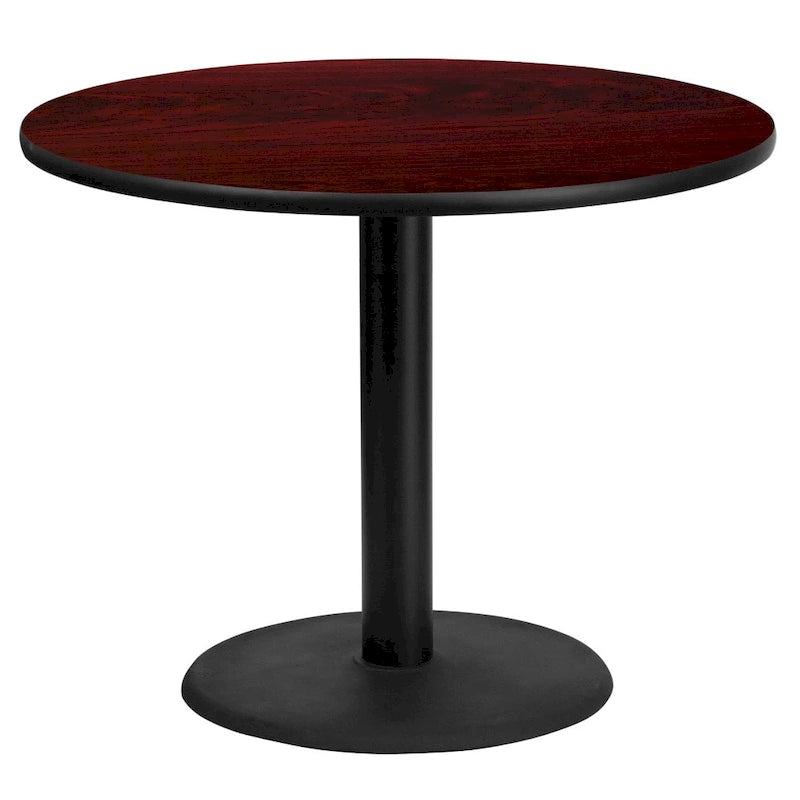 36" runde Laminat-Tischplatte mit 24" rundem Tischgestell in Tischhöhe – 91,4 cm B x 91,4 cm T x 79,1 cm H – 91,4 cm B x 91,4 cm T x 79,1 cm H