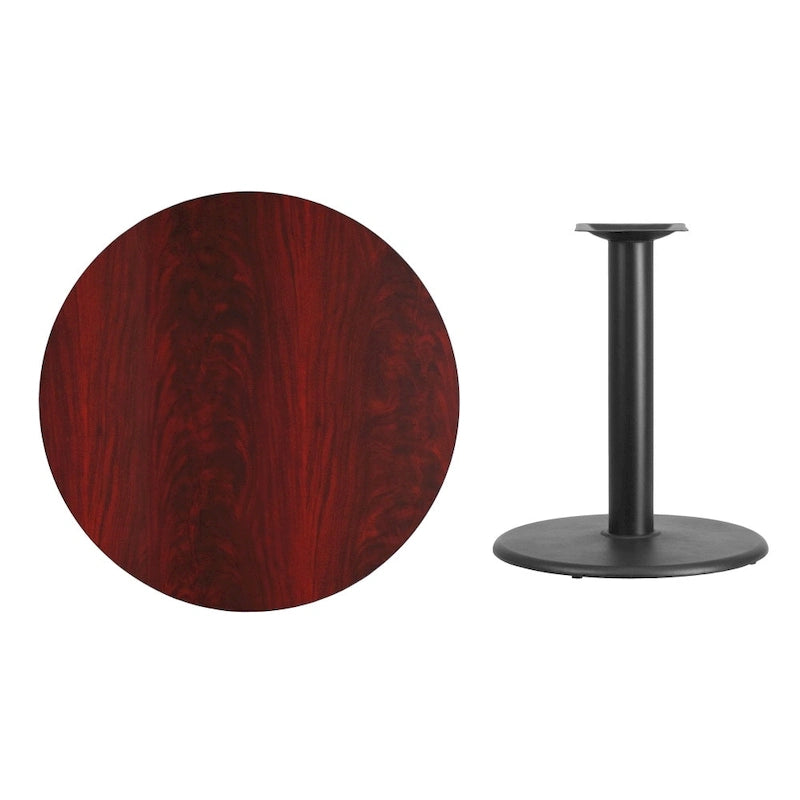 36" runde Laminat-Tischplatte mit 24" rundem Tischgestell in Tischhöhe – 91,4 cm B x 91,4 cm T x 79,1 cm H – 91,4 cm B x 91,4 cm T x 79,1 cm H