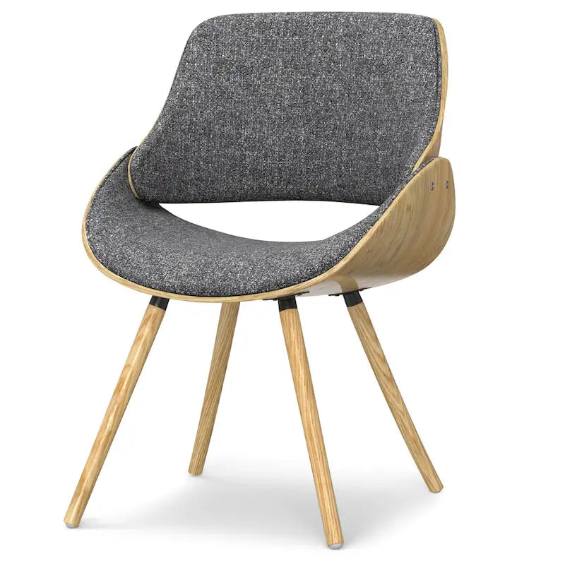Malone Mid Century Modern Esszimmerstuhl aus Bugholz mit hellem Holz in Polyesterleinen – 57,9 cm T x 53,1 cm B x 78,5 cm H