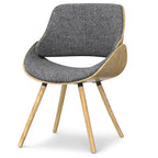 Malone Mid Century Modern Esszimmerstuhl aus Bugholz mit hellem Holz in Polyesterleinen – 57,9 cm T x 53,1 cm B x 78,5 cm H
