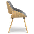 Malone Mid Century Modern Esszimmerstuhl aus Bugholz mit hellem Holz in Polyesterleinen – 57,9 cm T x 53,1 cm B x 78,5 cm H