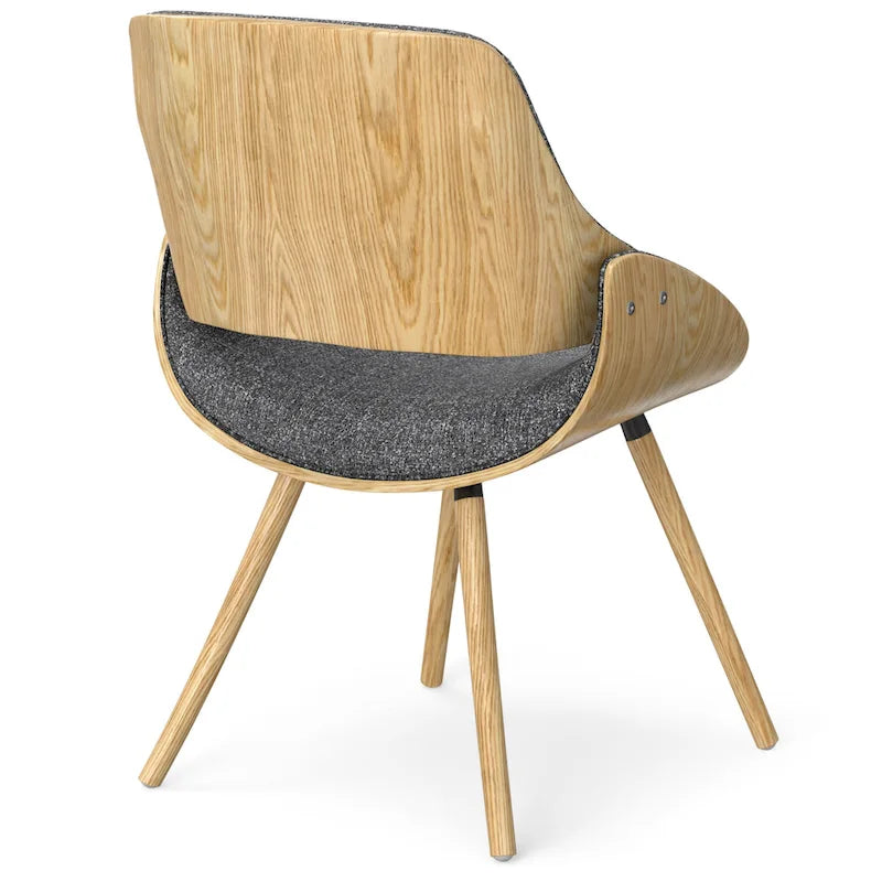 Malone Mid Century Modern Esszimmerstuhl aus Bugholz mit hellem Holz in Polyesterleinen – 57,9 cm T x 53,1 cm B x 78,5 cm H