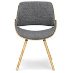 Malone Mid Century Modern Esszimmerstuhl aus Bugholz mit hellem Holz in Polyesterleinen – 57,9 cm T x 53,1 cm B x 78,5 cm H
