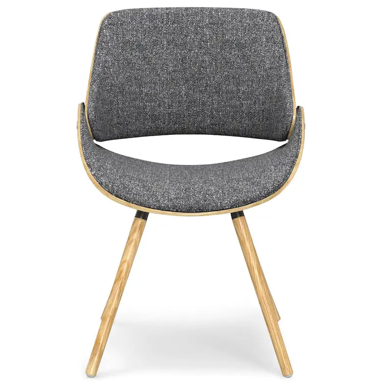Malone Mid Century Modern Esszimmerstuhl aus Bugholz mit hellem Holz in Polyesterleinen – 57,9 cm T x 53,1 cm B x 78,5 cm H