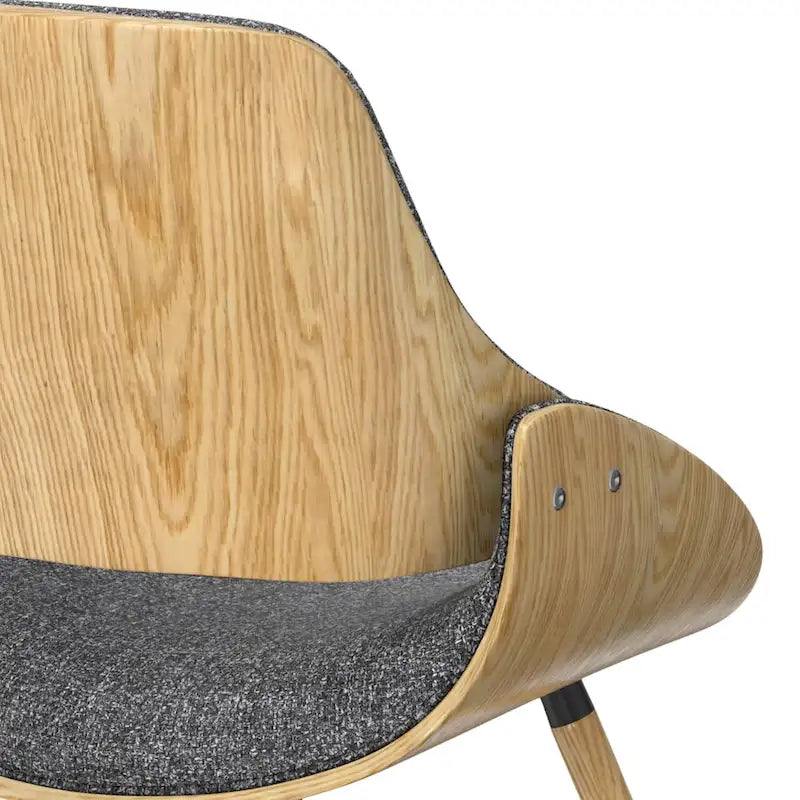 Malone Mid Century Modern Esszimmerstuhl aus Bugholz mit hellem Holz in Polyesterleinen – 57,9 cm T x 53,1 cm B x 78,5 cm H