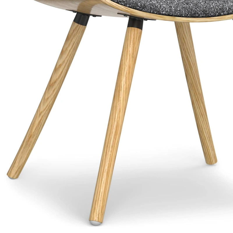 Malone Mid Century Modern Esszimmerstuhl aus Bugholz mit hellem Holz in Polyesterleinen – 57,9 cm T x 53,1 cm B x 78,5 cm H