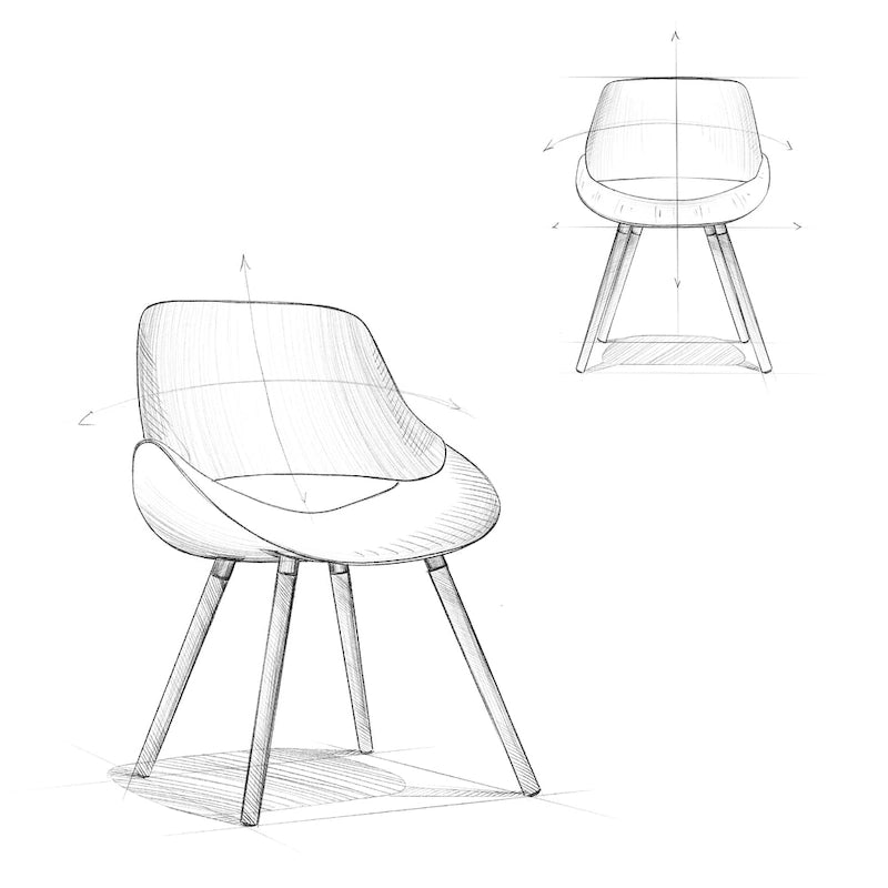 Malone Mid Century Modern Esszimmerstuhl aus Bugholz mit hellem Holz in Polyesterleinen – 57,9 cm T x 53,1 cm B x 78,5 cm H