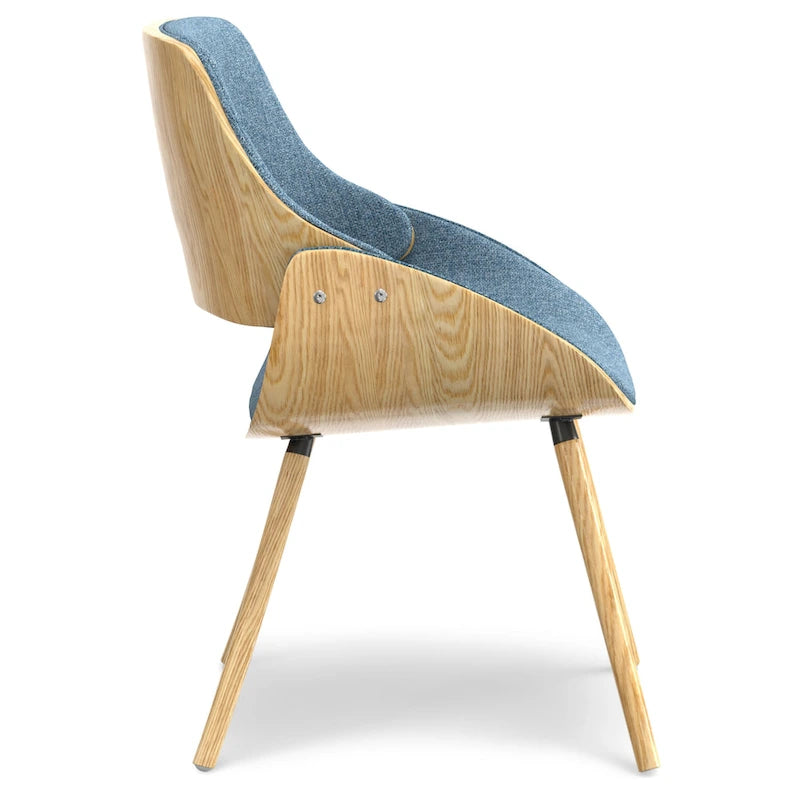 Malone Mid Century Modern Esszimmerstuhl aus Bugholz mit hellem Holz in Polyesterleinen – 57,9 cm T x 53,1 cm B x 78,5 cm H