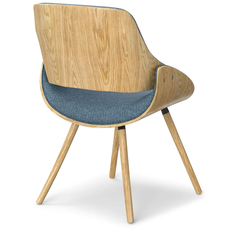 Malone Mid Century Modern Esszimmerstuhl aus Bugholz mit hellem Holz in Polyesterleinen – 57,9 cm T x 53,1 cm B x 78,5 cm H