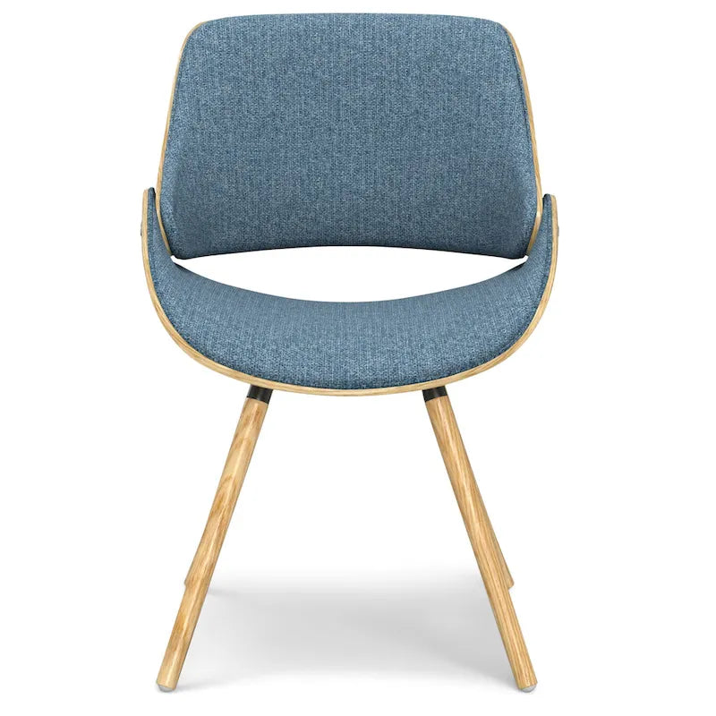 Malone Mid Century Modern Esszimmerstuhl aus Bugholz mit hellem Holz in Polyesterleinen – 57,9 cm T x 53,1 cm B x 78,5 cm H