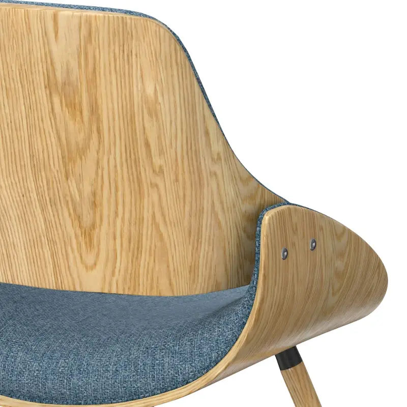 Malone Mid Century Modern Esszimmerstuhl aus Bugholz mit hellem Holz in Polyesterleinen – 57,9 cm T x 53,1 cm B x 78,5 cm H