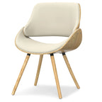 Malone Mid Century Modern Esszimmerstuhl aus Bugholz mit hellem Holz in Polyesterleinen – 57,9 cm T x 53,1 cm B x 78,5 cm H