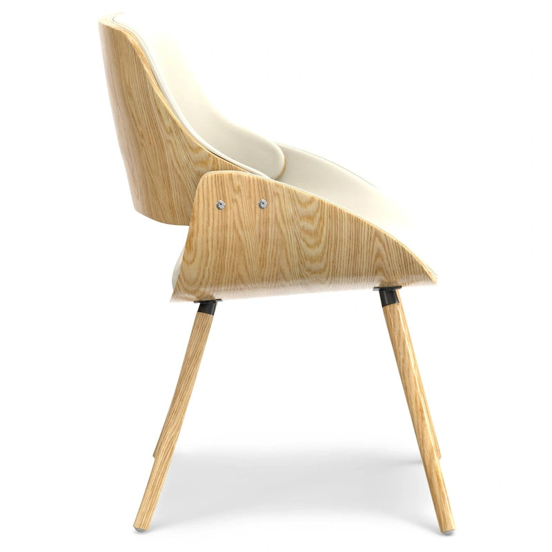 Malone Mid Century Modern Esszimmerstuhl aus Bugholz mit hellem Holz in Polyesterleinen – 57,9 cm T x 53,1 cm B x 78,5 cm H