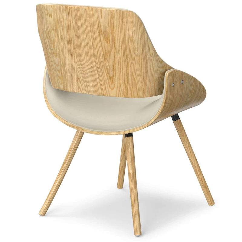 Malone Mid Century Modern Esszimmerstuhl aus Bugholz mit hellem Holz in Polyesterleinen – 57,9 cm T x 53,1 cm B x 78,5 cm H