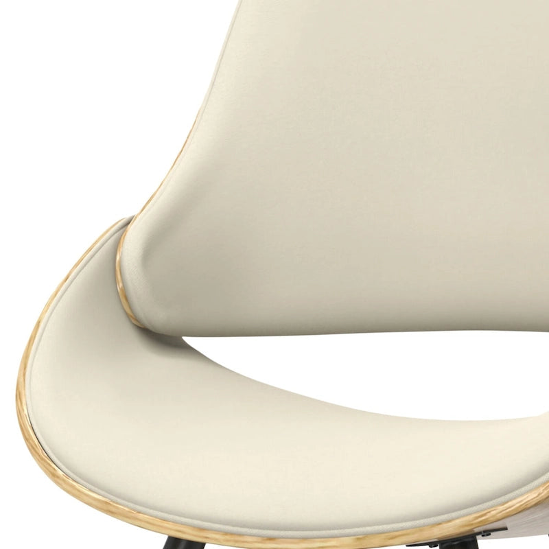 Malone Mid Century Modern Esszimmerstuhl aus Bugholz mit hellem Holz in Polyesterleinen – 57,9 cm T x 53,1 cm B x 78,5 cm H