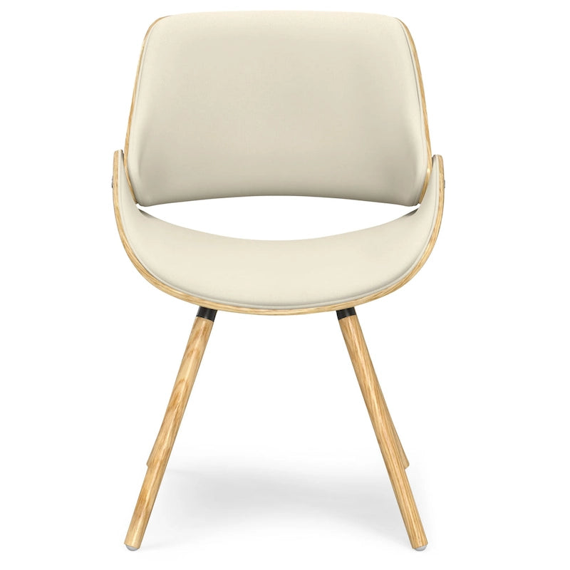 Malone Mid Century Modern Esszimmerstuhl aus Bugholz mit hellem Holz in Polyesterleinen – 57,9 cm T x 53,1 cm B x 78,5 cm H