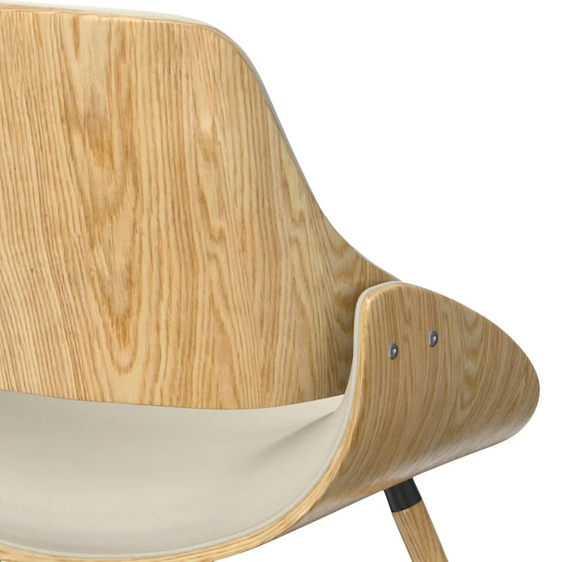 Malone Mid Century Modern Esszimmerstuhl aus Bugholz mit hellem Holz in Polyesterleinen – 57,9 cm T x 53,1 cm B x 78,5 cm H