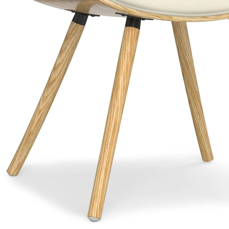 Malone Mid Century Modern Esszimmerstuhl aus Bugholz mit hellem Holz in Polyesterleinen – 57,9 cm T x 53,1 cm B x 78,5 cm H