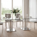 Somette Fiona Rectangular Dining Table with Double Pedestal Base - Silver
