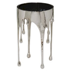 Aluminum Metal Drip Accent Coffee or Console Table with Melting Designed Legs and Shaded Glass Top - Roche River Decor