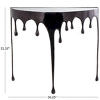 Aluminium-Metall-Drip-Akzent-Kaffee- oder Konsolentisch mit schmelzend geformten Beinen und getönter Glasplatte - Roche River Decor
