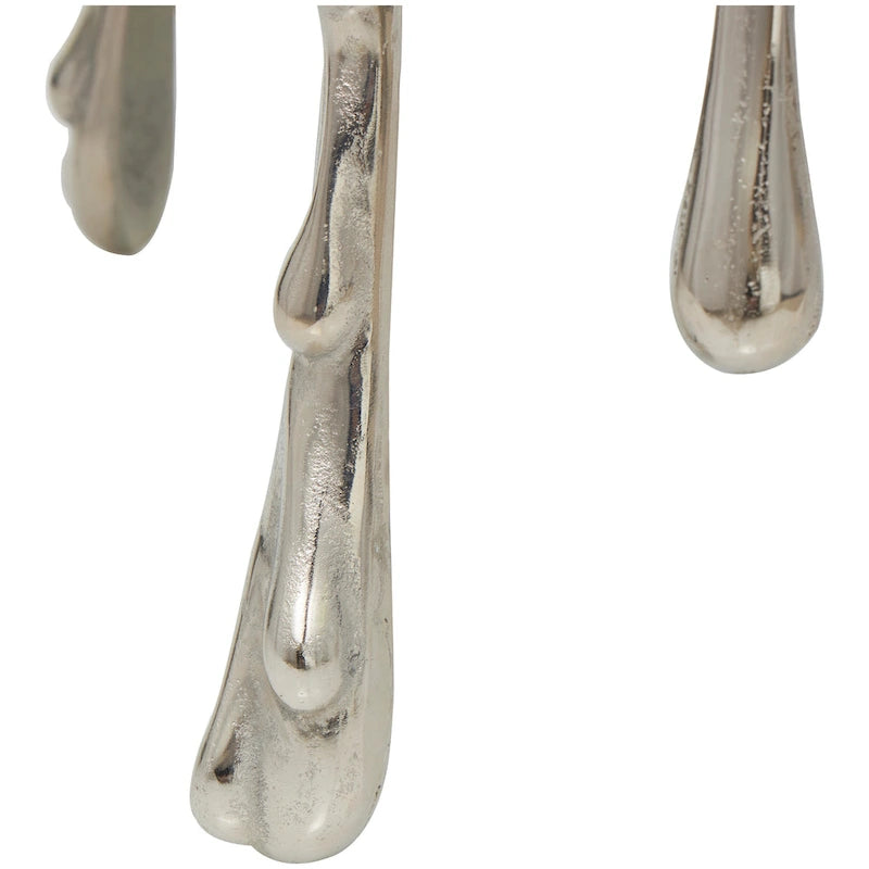 Aluminium-Metall-Drip-Akzent-Kaffee- oder Konsolentisch mit schmelzend geformten Beinen und getönter Glasplatte - Roche River Decor