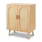 Moderner Rattan-Schuhschrank mit Doppeltüren und verstellbaren Einlegeböden, Akzentschrank für Wohnzimmer, Schlafzimmer, Flur