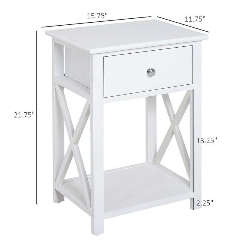 Holz-Beistelltisch mit X-Streben - 15,5 L x 12 B x 22 H