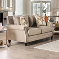  Qyn Traditional Beige Solid Wood Padded Loveseat