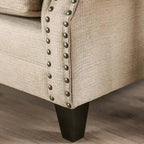 Qyn Traditionelles gepolstertes Sofa aus massivem Holz in Beige