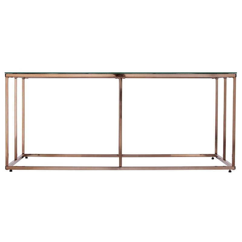 Nindel Couchtisch mit Glasplatte und Champagnerfarbenem Metallgestell