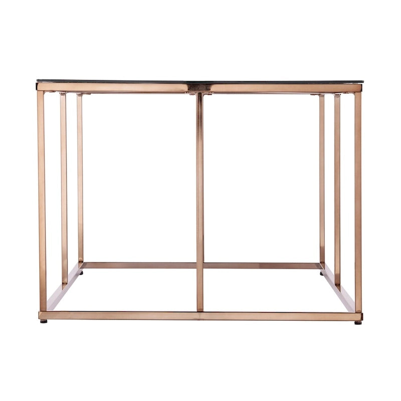 Nindel Couchtisch mit Glasplatte und Champagnerfarbenem Metallgestell