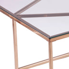 Nindel Couchtisch mit Glasplatte und Champagnerfarbenem Metallgestell