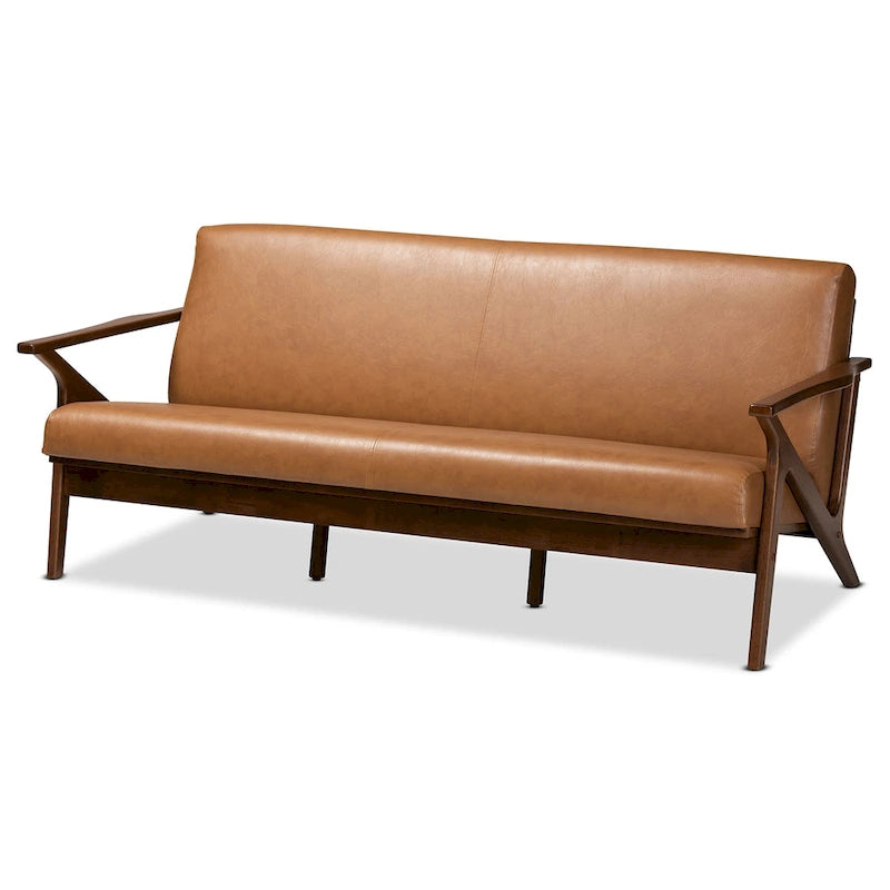 Bianca Sofa im Mid-Century Modern Stil aus Holz und Kunstleder