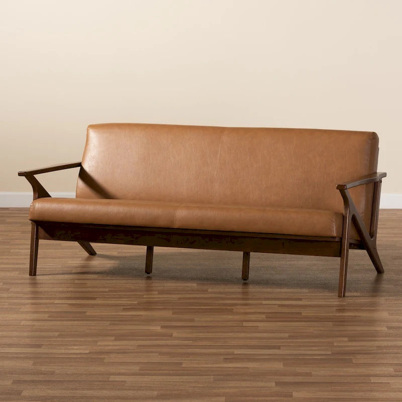 Bianca Sofa im Mid-Century Modern Stil aus Holz und Kunstleder
